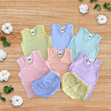 6pcs Velona Coloured Baby Vest and Pant Pack