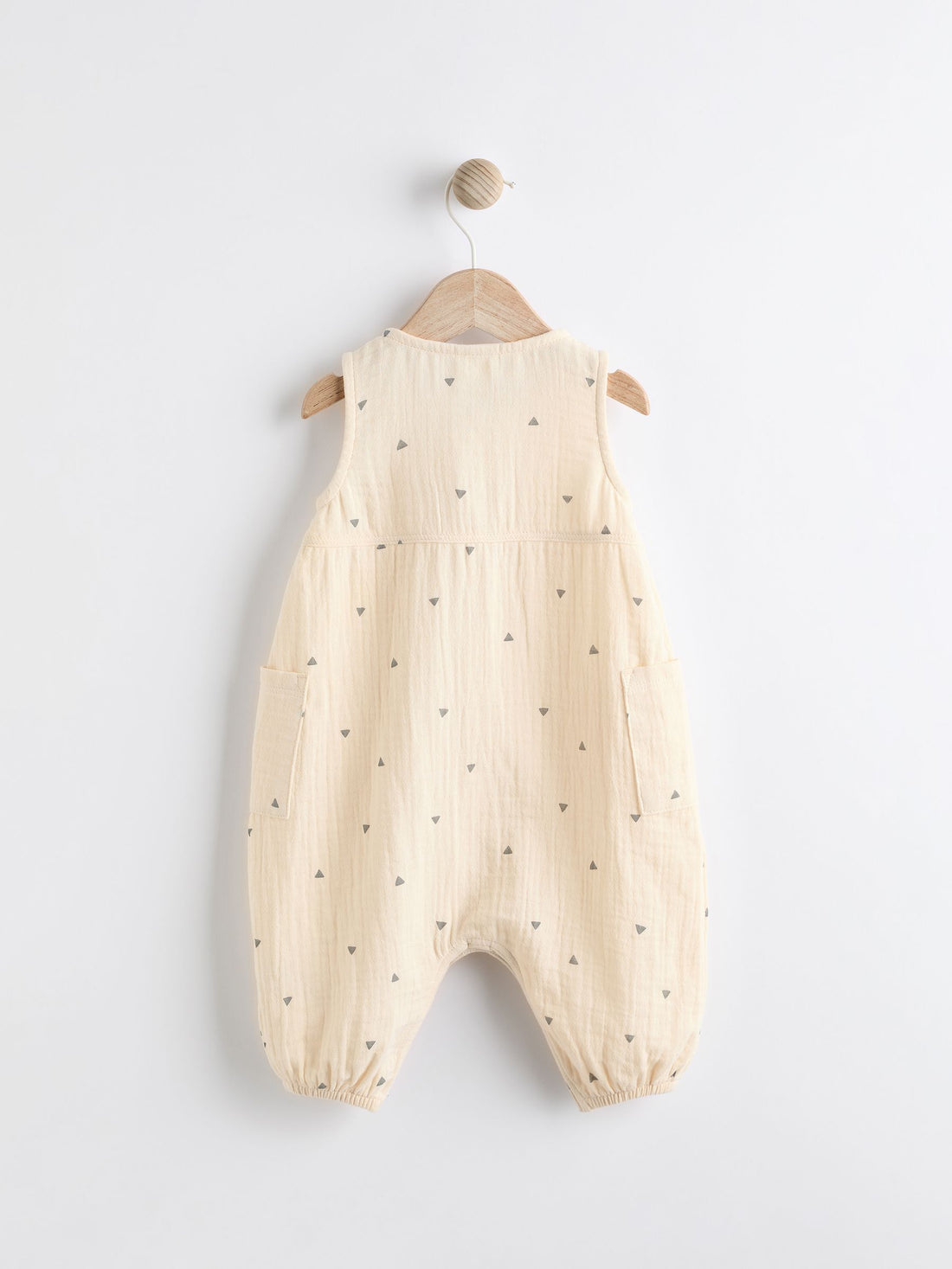 Cream Abstract Print Woven Baby 100% Cotton Jumpsuit