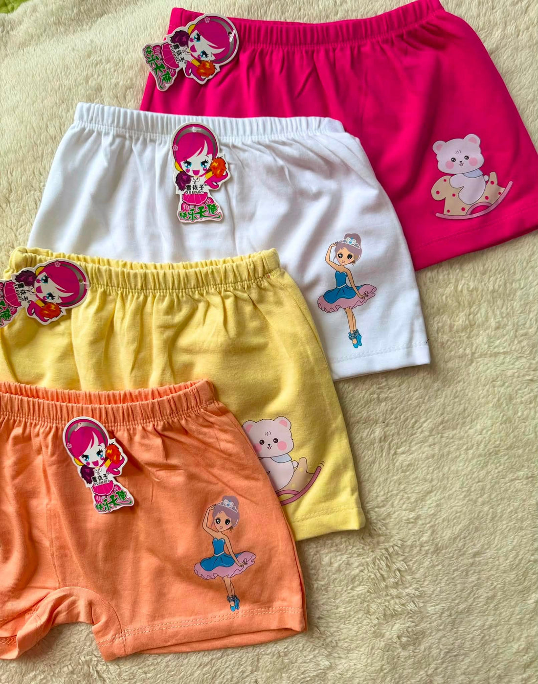 4 Pack – Sunny Days Cotton Shorts for Baby Girls