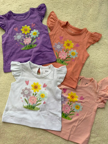 Baby girls' short-sleeve flutter-sleeve t-shirt
