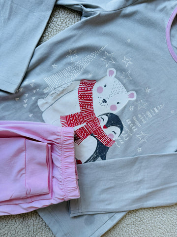 Penguin and White Bear Girly Pijama Set